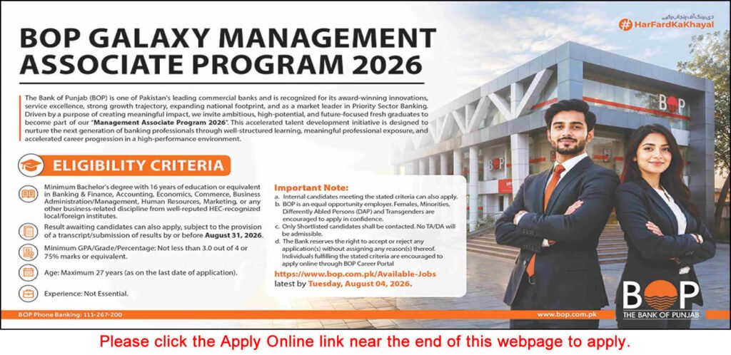 Bank of Punjab Galaxy Management Associate Program