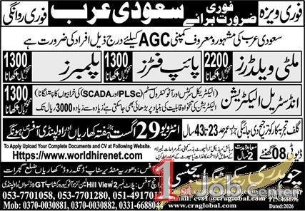 Industrial Electrician & Multi Welder Jobs in Saudi Arabia