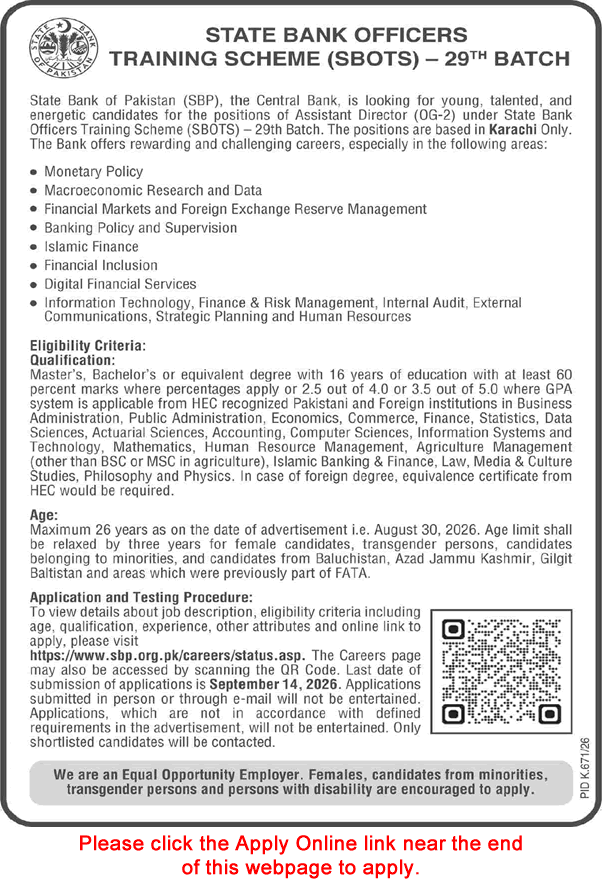 State Bank Officers Training Scheme 2026 – SBOTS