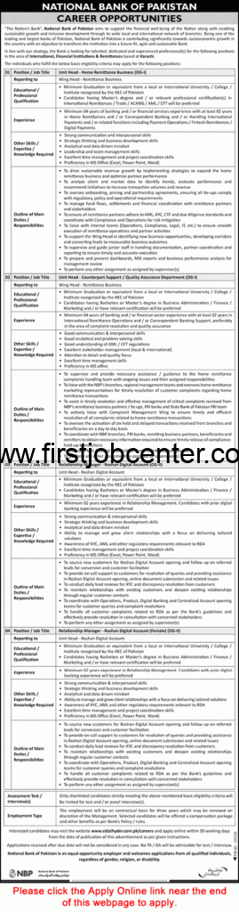 National Bank of Pakistan Jobs August 2026 Easy Apply Online