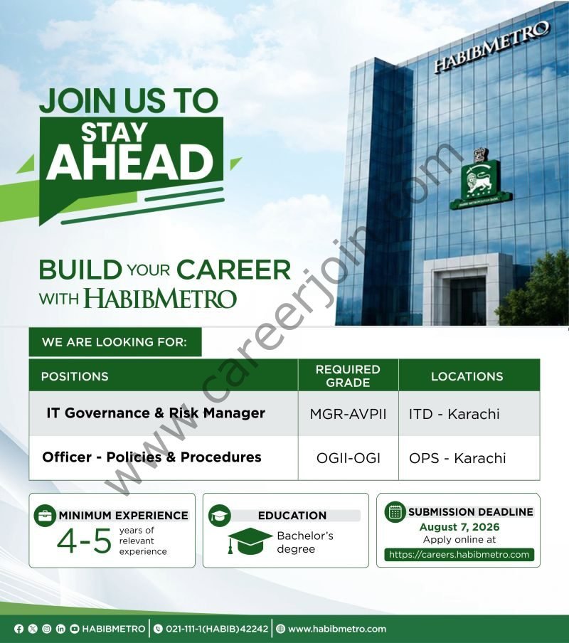 Habib Metropolitan Bank Jobs August 2026 Easy Apply Online