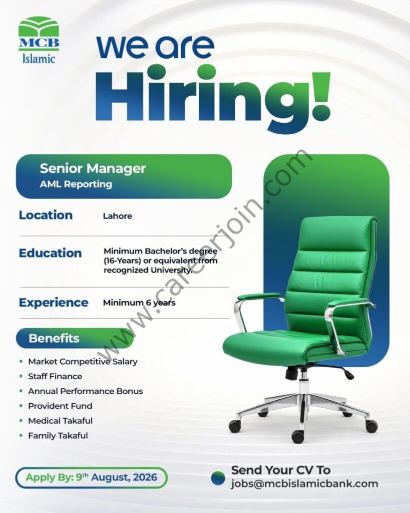 MCB Islamic Bank Jobs August 2026 Easy Apply Online