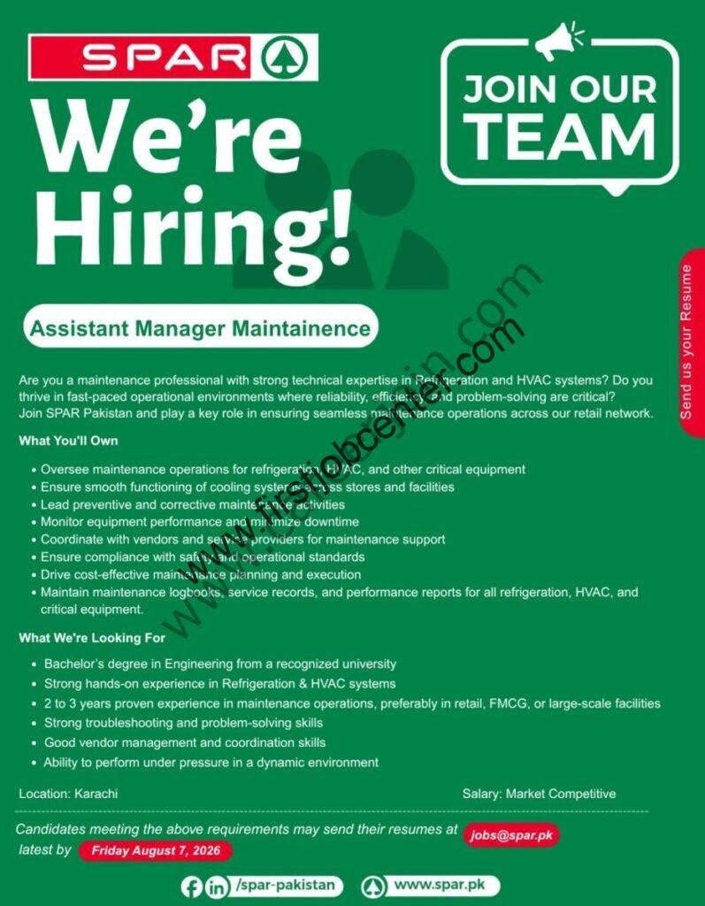SPAR Pakistan Jobs August 2026 | Assistant Manager Maintenan